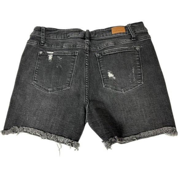 Judy Blue Black Denim Cut Off Shorts Size XL JB150004 Distressed Mid Rise Women - Picture 2 of 6